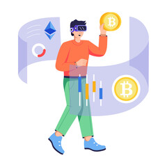 Eye catchy flat illustration of vr dating 