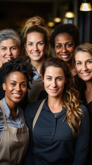 Obraz premium Portrait of a diverse and empowered group of women in smart casual attire, exuding teamwork and fellowship