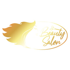 A girl with beautiful curls of hair. Beauty salon symbol