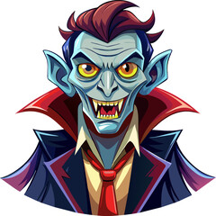 Serious Cartoon Vampire, isolated on transparent background.

