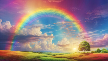 Obraz premium landscape with rainbow