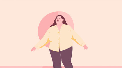 an illustration of a woman standing in front of a pink background