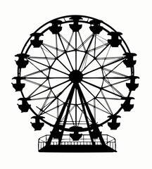 a ferris wheel silhouetted against a white background