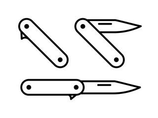 Pocket knife icon. Camping jackknife illustration. Hiking tool. Trekking equipment. Folding knife icon.