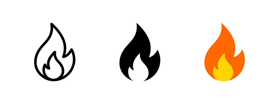 Fire flame icon. Burning symbol. Fireball sign. Energy illustration.