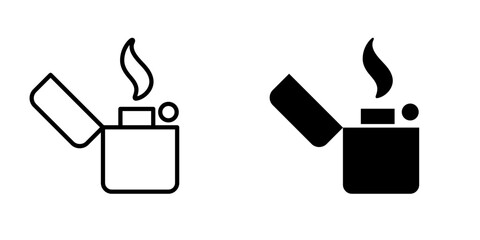 Lighter icon. Flaming benzine lighter vector illustration. Classic design pictogram. © Chelpanoff