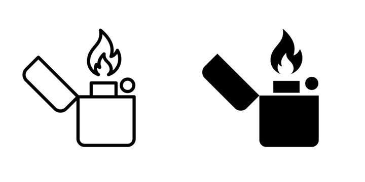 Burning lighter icon. Flaming lighter vector illustration. Classic design pictogram.
