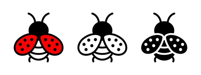 Cute ladybug icon. Colored bug symbol. Cartoon insect vector illustration.