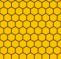 Honeycomb seamless pattern. Hexagon shape geometric background. Orange grid abstract wallpaper. Honey hive texture.