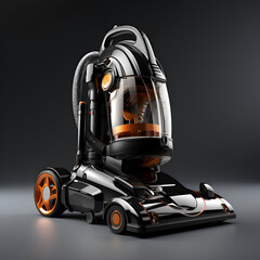Vacuum cleaner on a black background. 3d rendering.