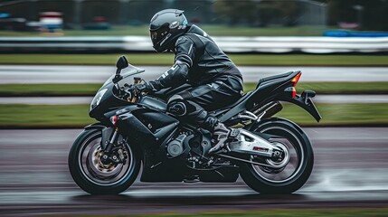Fototapeta premium motorcycle racing, with a dynamic action shot of the bike speeding down a racetrack, capturing the essence of speed and precision.