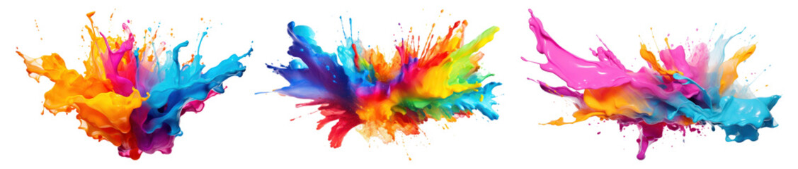 colorful splashing paint texture set