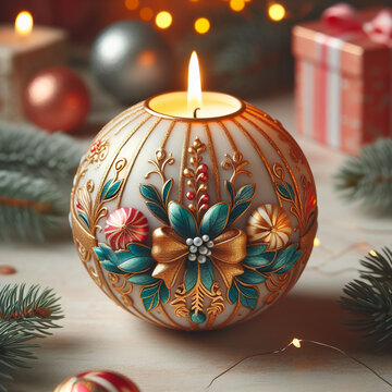 
cute round candle christmas ball