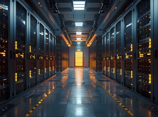 Obraz premium Server room with bright lights