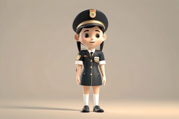 Proud 3D Cartoon Tour Guide Uniform Wearing Child Exploring and Discovering