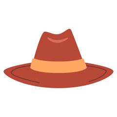 Cowboy hat icon.Western cowboy at.Wild west lothes.Wild west hat.Vector illustration.Wild west police.Isolated on white background.