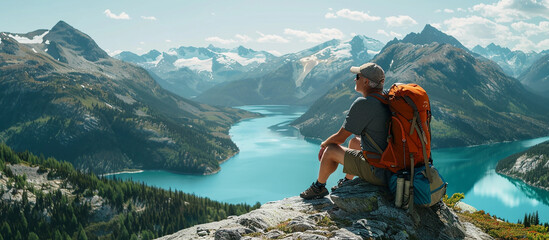 Elderly people on a trip, hiking, recreation and leisure for pensioners, health and self-care travel, tourists, age	