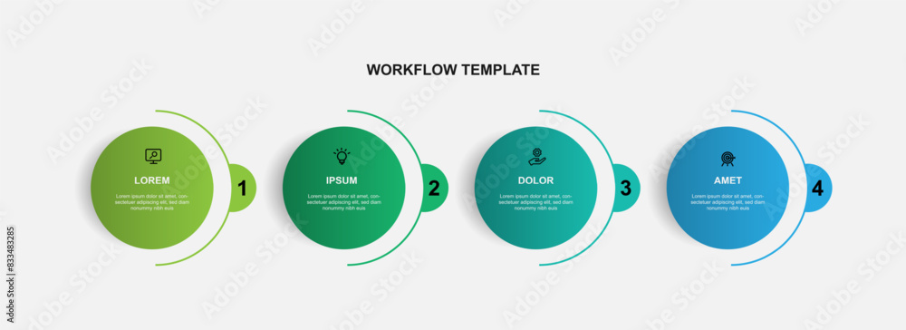 Poster Business template infographic vector element with 4 circle step or process