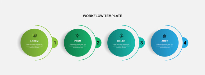 Business template infographic vector element with 4 circle step or process