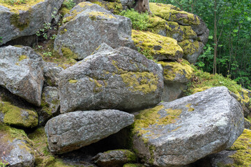  Moss-Blanketed Forest Monoliths. A study of rock rocks in a natural environment. 