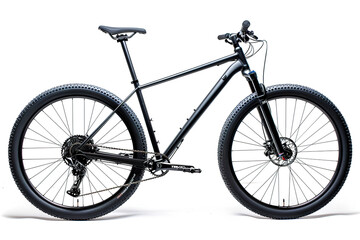 Fototapeta premium A black mountain bike with a black seat and black handlebars