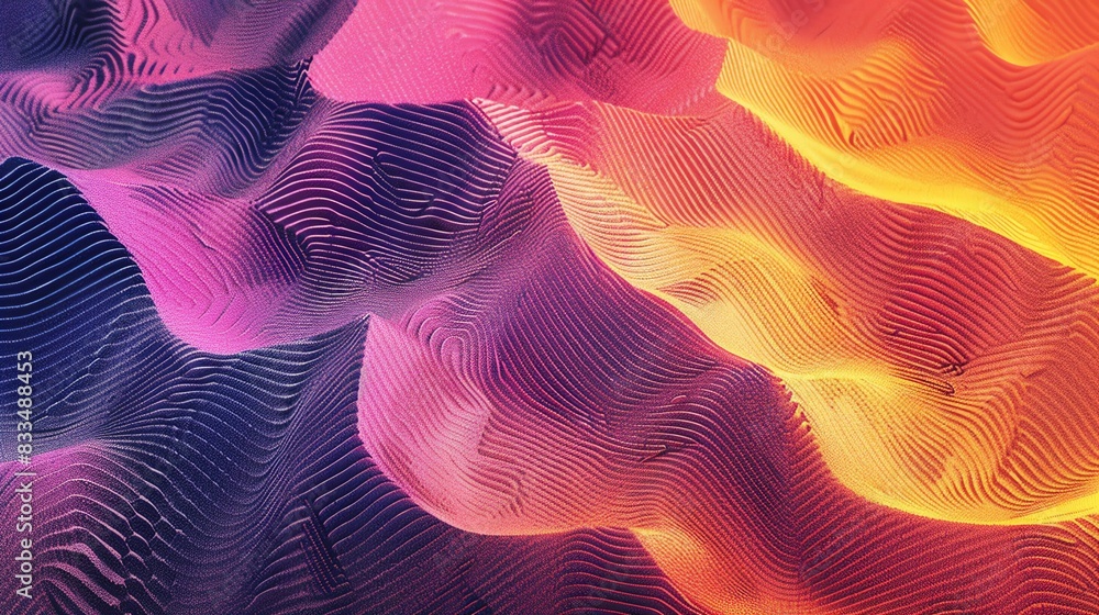Poster abstract 3d rendering featuring vibrant colors and wavy patterns, creating a dynamic and visually st