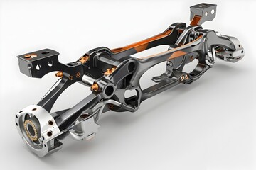 Striking Motorcycle Frame Design in Sleek Metallic Aesthetic