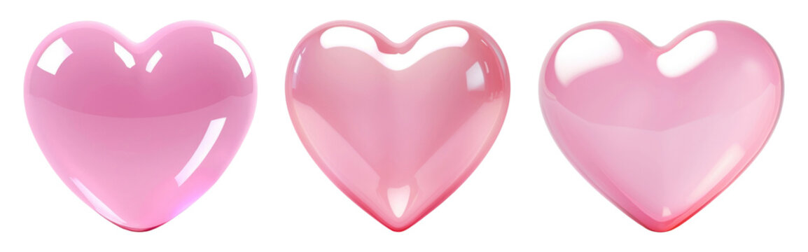 cute pink 3D heart set