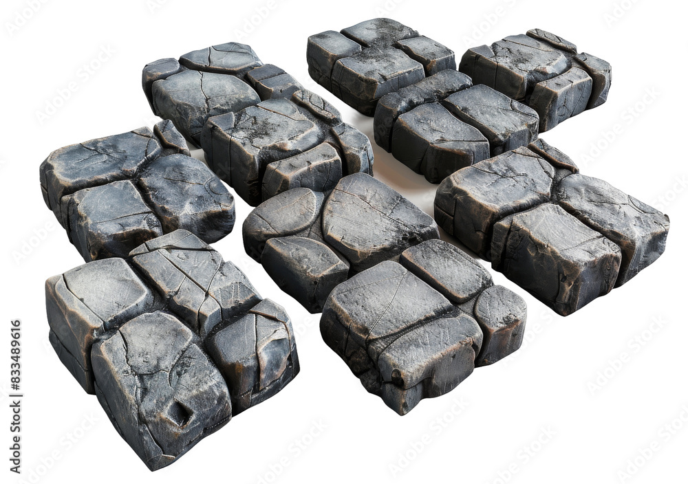 Poster [transparent background png]stone blocks with cracks isolated on a transparent background