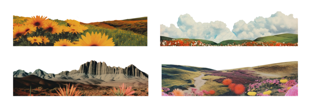 watercolor of landscape border set