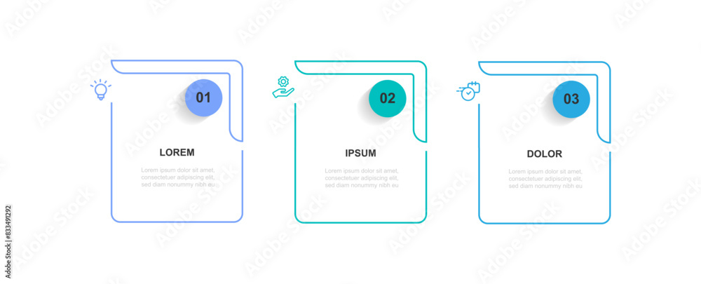 Poster Business template infographic vector element with 3 step line process or option