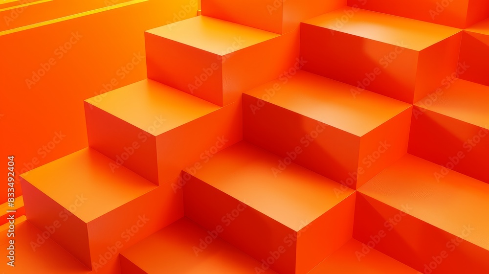 Aufkleber geometric 3d steps in orange, creating an abstract and vibrant background. ideal for design and crea