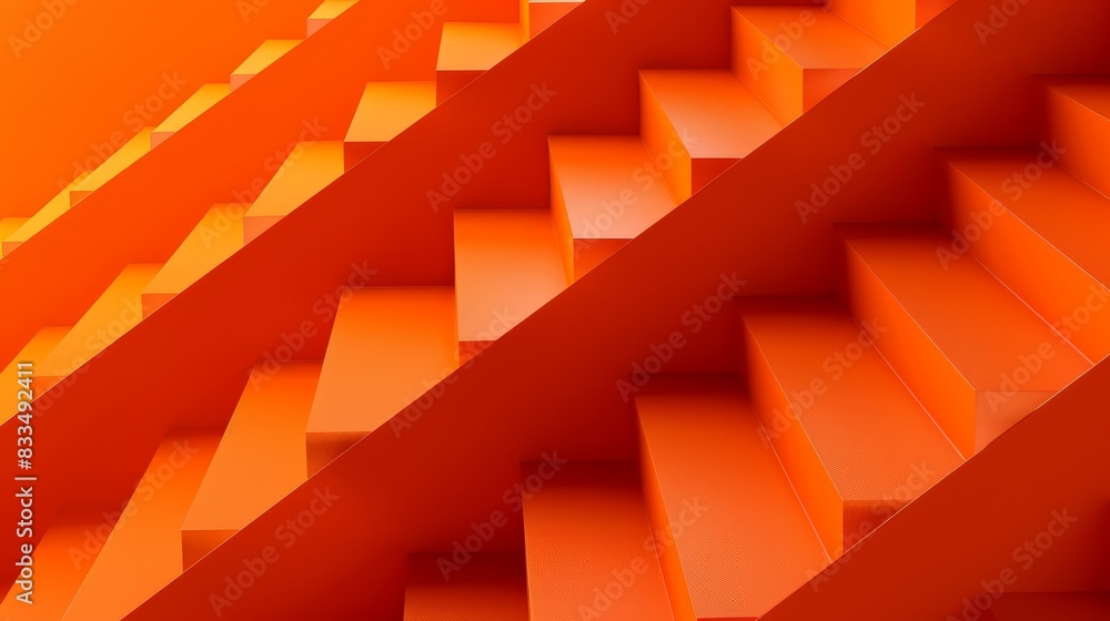Poster geometric 3d steps in orange, creating an abstract and vibrant background. ideal for design and crea