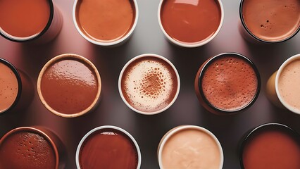 Chocolate drinks isolated on color tone background