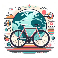 World Bicycle day with art illustration style