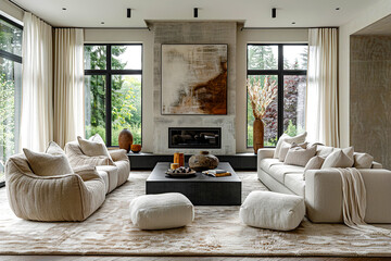 Minimalist interior design of modern living room.