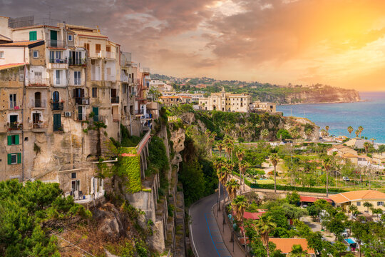 View of the beautiful small village Tropea in Calabria, Italy.