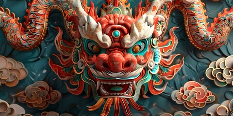 Obraz premium A Chinese dragonæµ®é›•