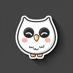  Cute Cartoon Owl Sticker on Dark Background