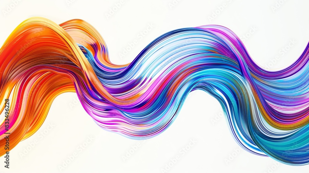 Poster vibrant abstract wave illustration featuring a dynamic blend of colorful swirls on a white backgroun