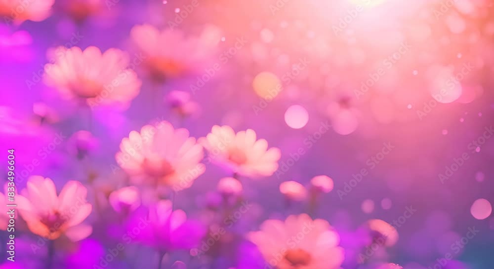 Poster beautiful bokeh flowers background seamless looping overlay virtual video animation background