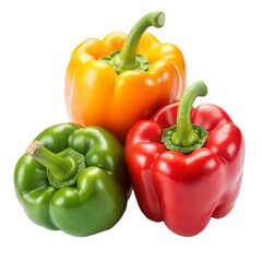 Sweet pepper, red, green, yellow paprika, isolated on white background