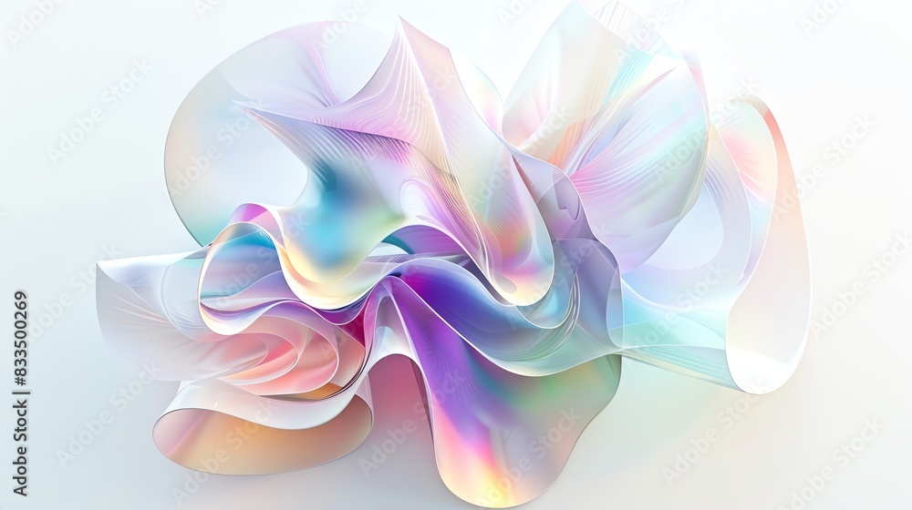 Poster abstract pastel-colored flowing shapes with soft gradients creating a delicate and dreamy visual eff