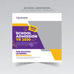Fototapeta premium school education admission social media post and web banner, Back to School admission post or Instagram post, flyer Design.