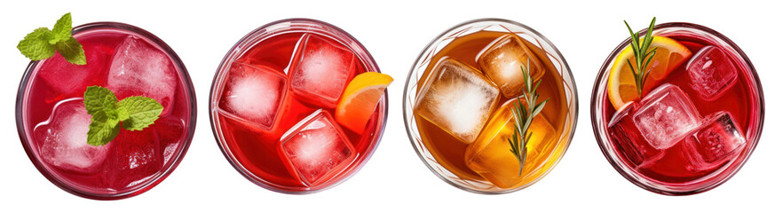 Cocktail drink top view set