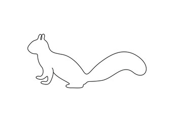 Continuous one line drawing of squirrel vector illustration