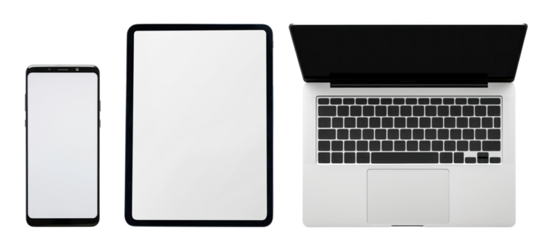 Flat lay digital devices set