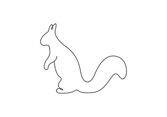 Continuous one line drawing of squirrel vector illustration