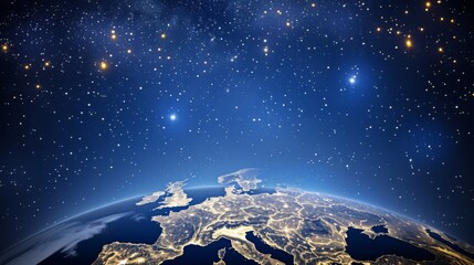 europe and european stars in the night sky, elements of this image furnished by nasa