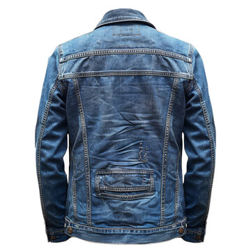 [Transparent Background PNG]Blue denim jacket back view